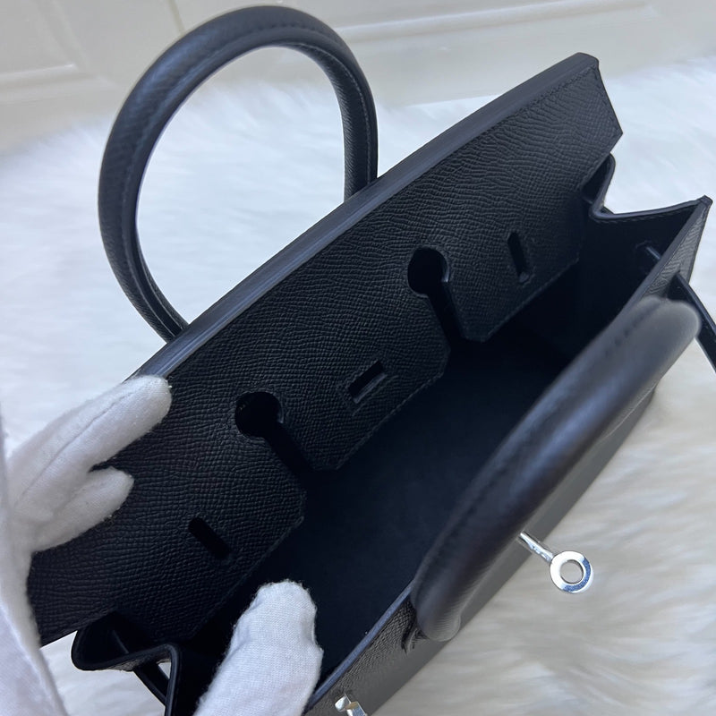 [Full Set - W Stamp] Hermes Birkin 25 Sellier in Noir Black Epsom Leather and PHW