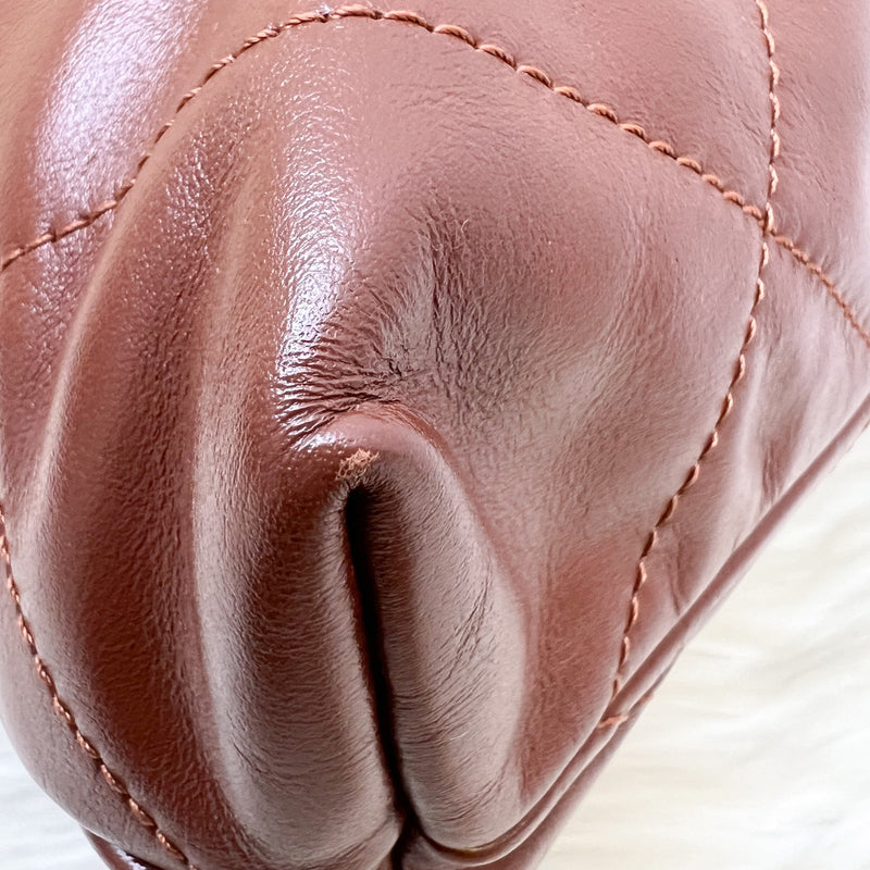 Chanel 22 Small Hobo Handbag in 24A Cognac Brown Shiny Calfskin and AGHW (Model: AS3260)