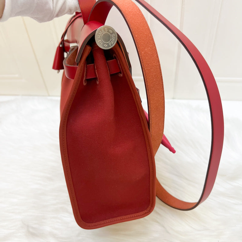 Hermes Herbag 31 in Rouge Venitien-Rouge Extreme Toile Officier Canvas and Rouge Piment Vache Hunter Leather and PHW