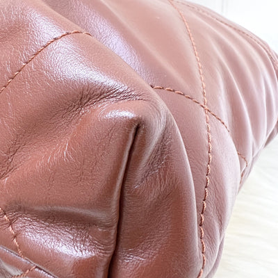 Chanel 22 Small Hobo Handbag in 24A Cognac Brown Shiny Calfskin and AGHW (Model: AS3260)