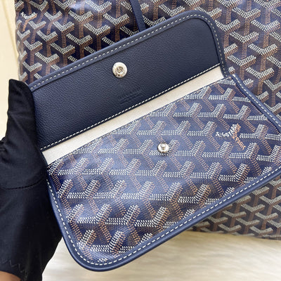 Goyard Boheme PM Hobo Bag in Bleu Marine Signature Goyardine Canvas with a Blue Heart Stamp on Pouch