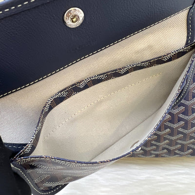 Goyard Boheme PM Hobo Bag in Bleu Marine Signature Goyardine Canvas with a Blue Heart Stamp on Pouch