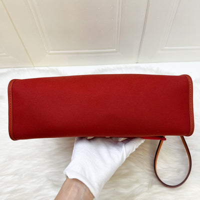 Hermes Herbag 31 in Rouge Venitien-Rouge Extreme Toile Officier Canvas and Rouge Piment Vache Hunter Leather and PHW