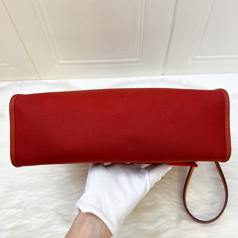 Hermes Herbag 31 in Rouge Venitien-Rouge Extreme Toile Officier Canvas and Rouge Piment Vache Hunter Leather and PHW