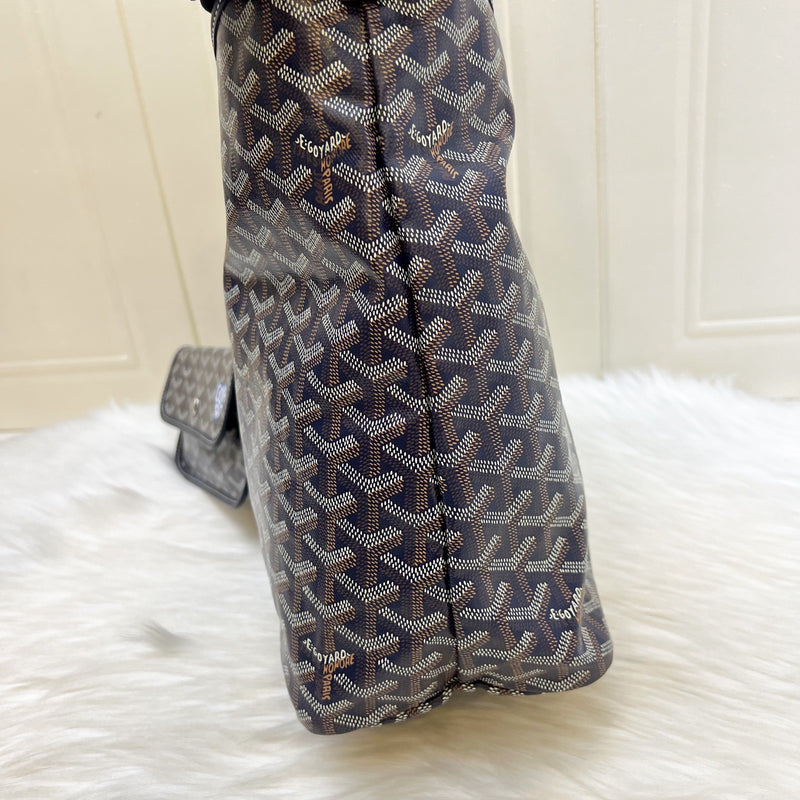 Goyard Boheme PM Hobo Bag in Bleu Marine Signature Goyardine Canvas with a Blue Heart Stamp on Pouch