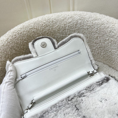 Chanel Wallet on Chain WOC in Shearling, White Leather and SHW