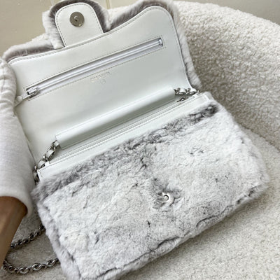 Chanel Wallet on Chain WOC in Shearling, White Leather and SHW