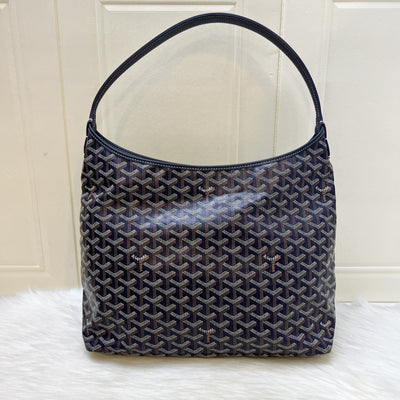 Goyard Boheme PM Hobo Bag in Bleu Marine Signature Goyardine Canvas with a Blue Heart Stamp on Pouch