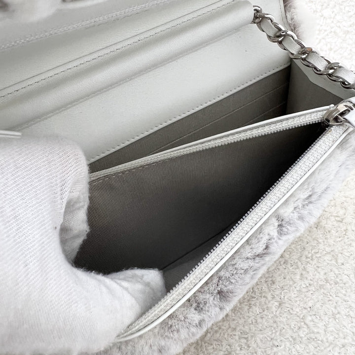 Chanel Wallet on Chain WOC in Shearling, White Leather and