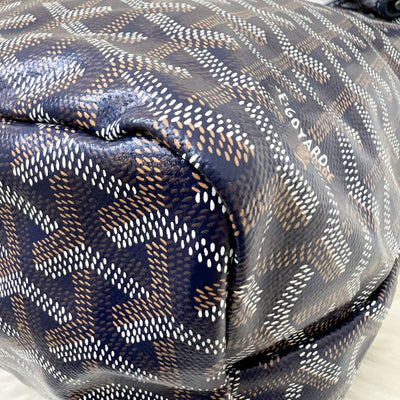 Goyard Boheme PM Hobo Bag in Bleu Marine Signature Goyardine Canvas with a Blue Heart Stamp on Pouch