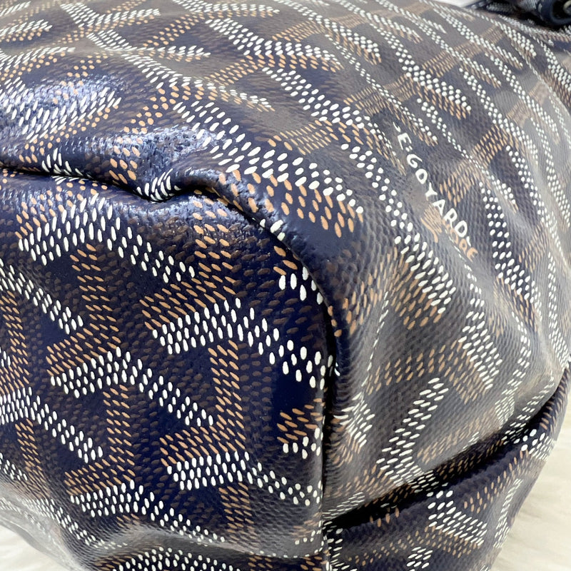 Goyard Boheme PM Hobo Bag in Bleu Marine Signature Goyardine Canvas with a Blue Heart Stamp on Pouch