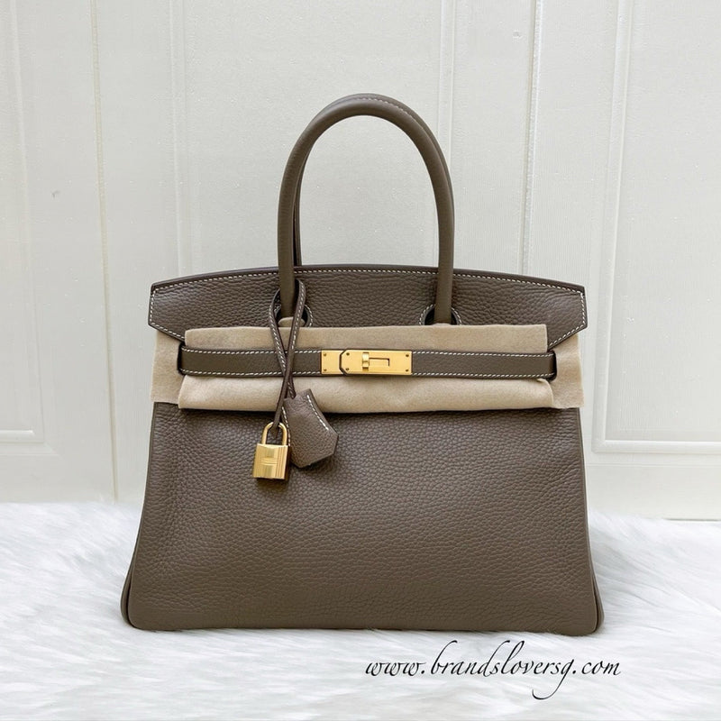Hermes Birkin 30 in Etoupe Clemence Leather and GHW