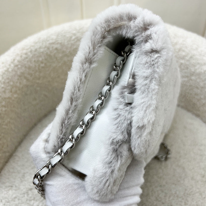 Chanel Wallet on Chain WOC in Shearling, White Leather and SHW