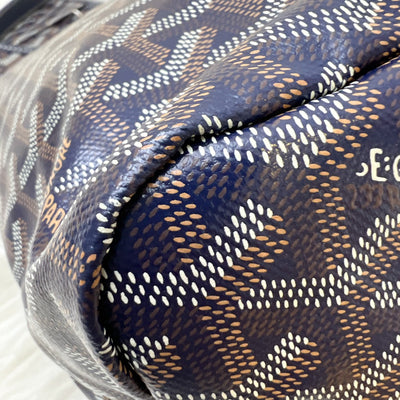 Goyard Boheme PM Hobo Bag in Bleu Marine Signature Goyardine Canvas with a Blue Heart Stamp on Pouch