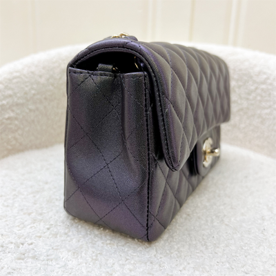 Chanel Classic Mini Rectangle Flap in 22B Iridescent Black Lambskin and LGHW