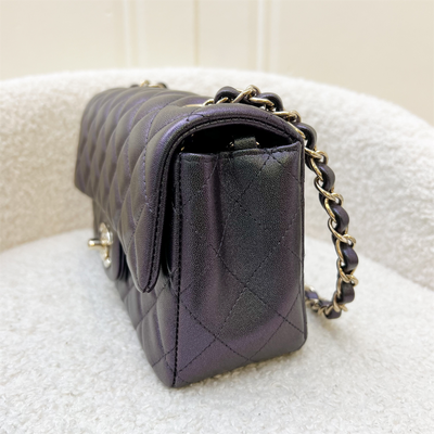 Chanel Classic Mini Rectangle Flap in 22B Iridescent Black Lambskin and LGHW