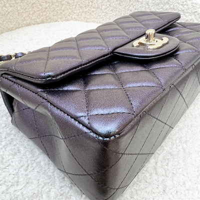 Chanel Classic Mini Rectangle Flap in 22B Iridescent Black Lambskin and LGHW