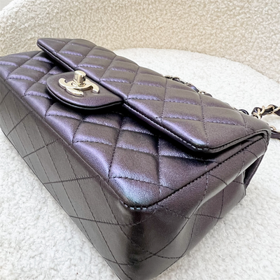 Chanel Classic Mini Rectangle Flap in 22B Iridescent Black Lambskin and LGHW