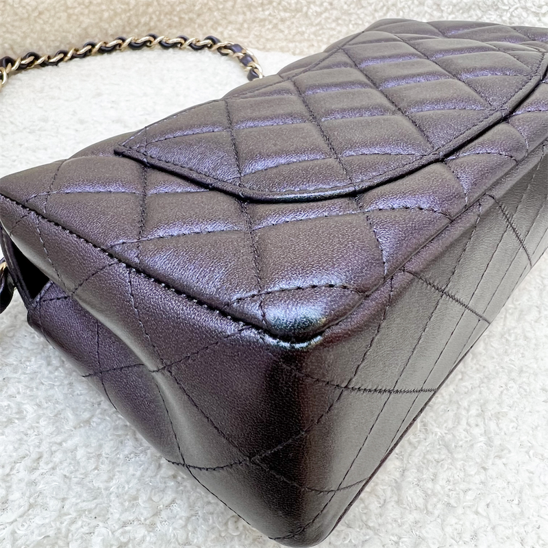 Chanel Classic Mini Rectangle Flap in 22B Iridescent Black Lambskin and LGHW