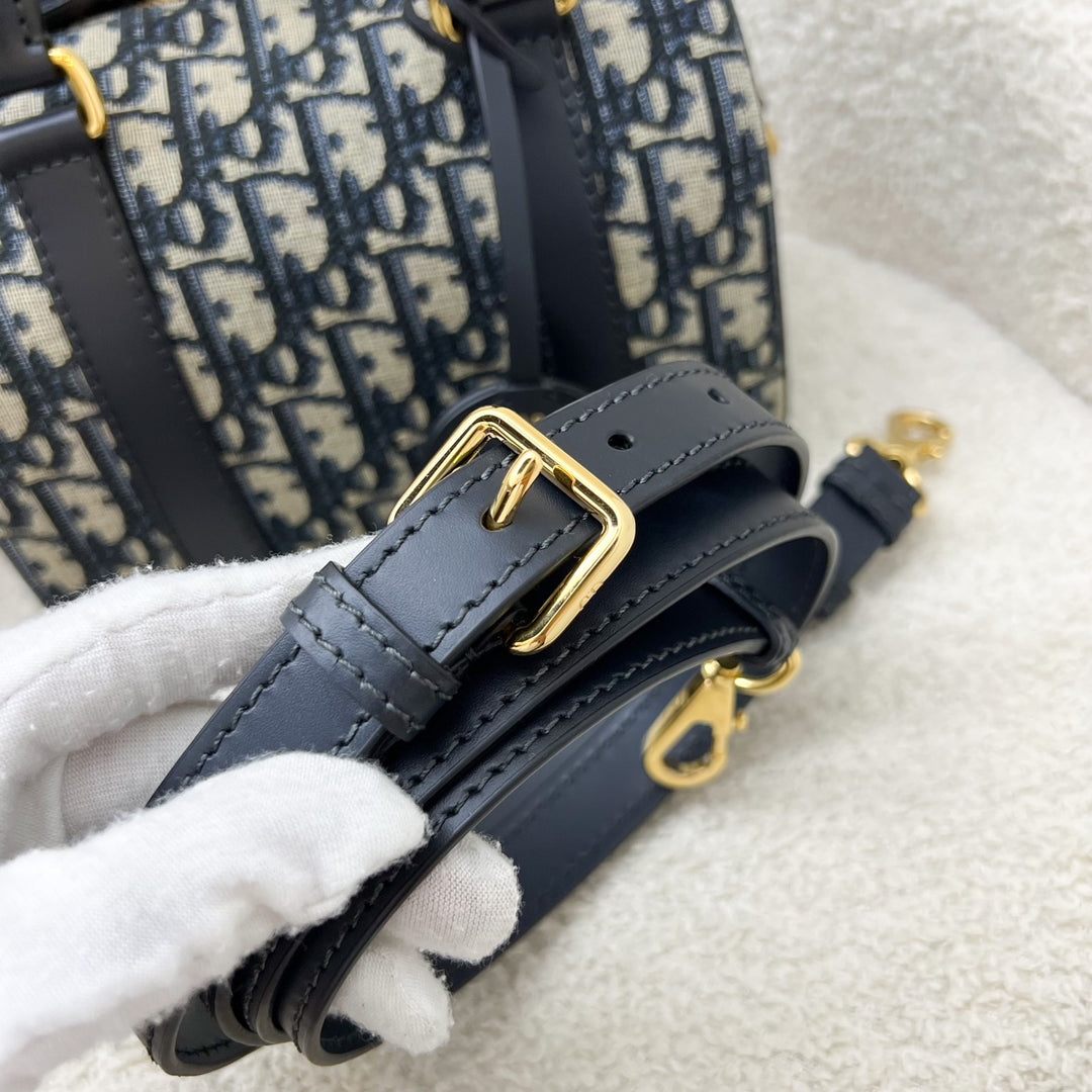 Dior Groove 20 Bowling Bag in in Navy Dark Blue Oblique Jacquard