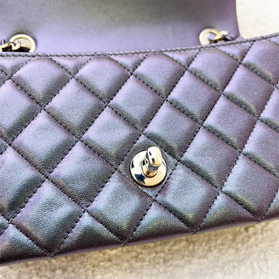 Chanel Classic Mini Rectangle Flap in 22B Iridescent Black Lambskin and LGHW