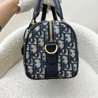 Dior Groove 20 Bowling Bag in in Navy Dark Blue Oblique Jacquard Canvas and AGHW (Model: M1364UTZQ)