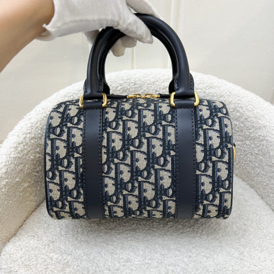 Dior Groove 20 Bowling Bag in in Navy Dark Blue Oblique Jacquard Canvas and AGHW (Model: M1364UTZQ)