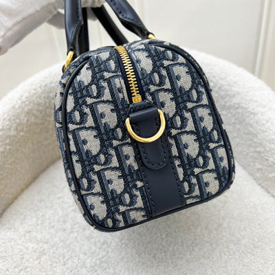 Dior Groove 20 Bowling Bag in in Navy Dark Blue Oblique Jacquard Canvas and AGHW (Model: M1364UTZQ)