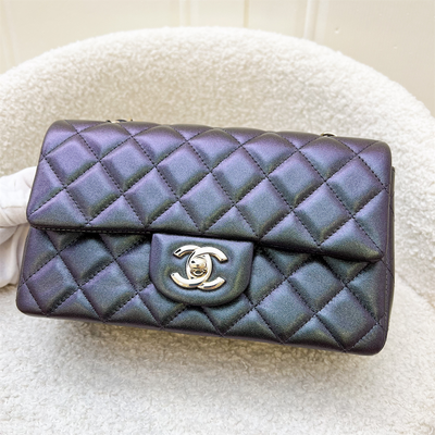 Chanel Classic Mini Rectangle Flap in 22B Iridescent Black Lambskin and LGHW