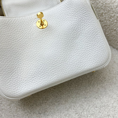 Hermes Mini Lindy in New White Clemence Leather and GHW (Includes free Rodeo PM)