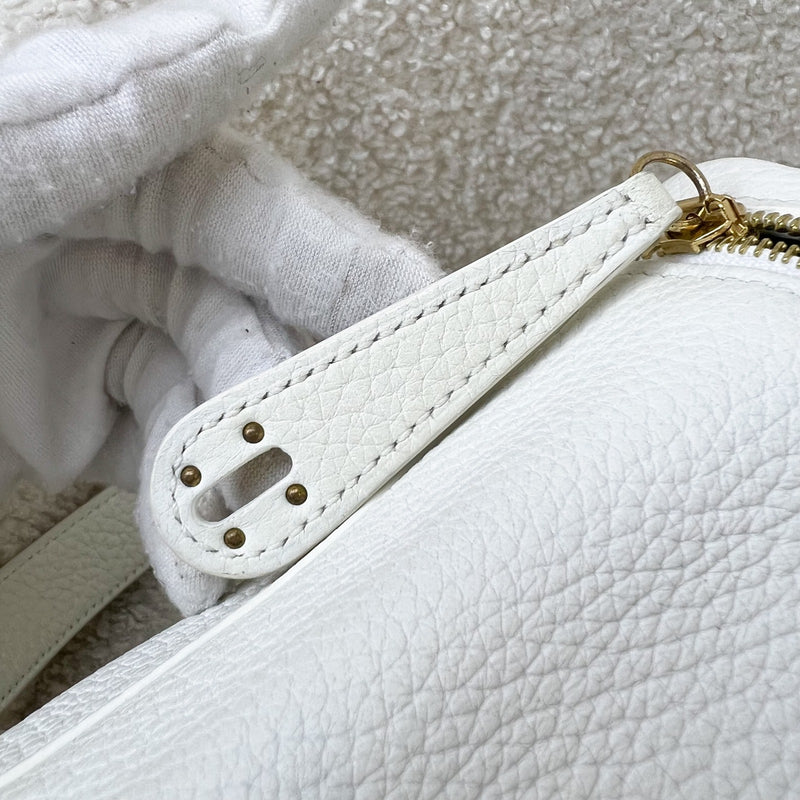 Hermes Mini Lindy in New White Clemence Leather and GHW (Includes free Rodeo PM)