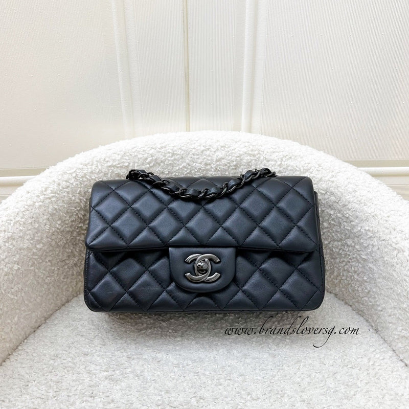Chanel So Black Classic Mini Rectangle Flap in Black Lambskin and Black HW (Model: A69900)