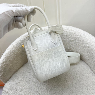 Hermes Mini Lindy in New White Clemence Leather and GHW (Includes free Rodeo PM)