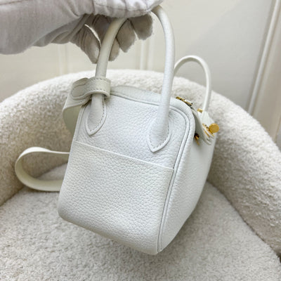 Hermes Mini Lindy in New White Clemence Leather and GHW (Includes free Rodeo PM)