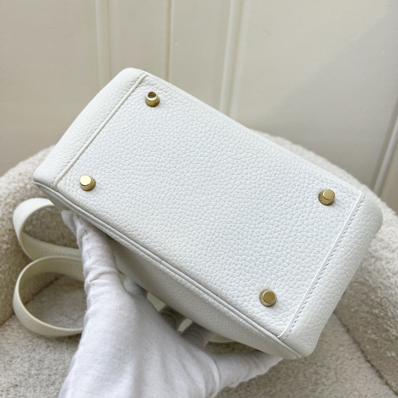 Hermes Mini Lindy in New White Clemence Leather and GHW (Includes free Rodeo PM)