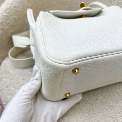 Hermes Mini Lindy in New White Clemence Leather and GHW (Includes free Rodeo PM)