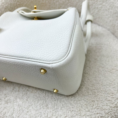 Hermes Mini Lindy in New White Clemence Leather and GHW (Includes free Rodeo PM)