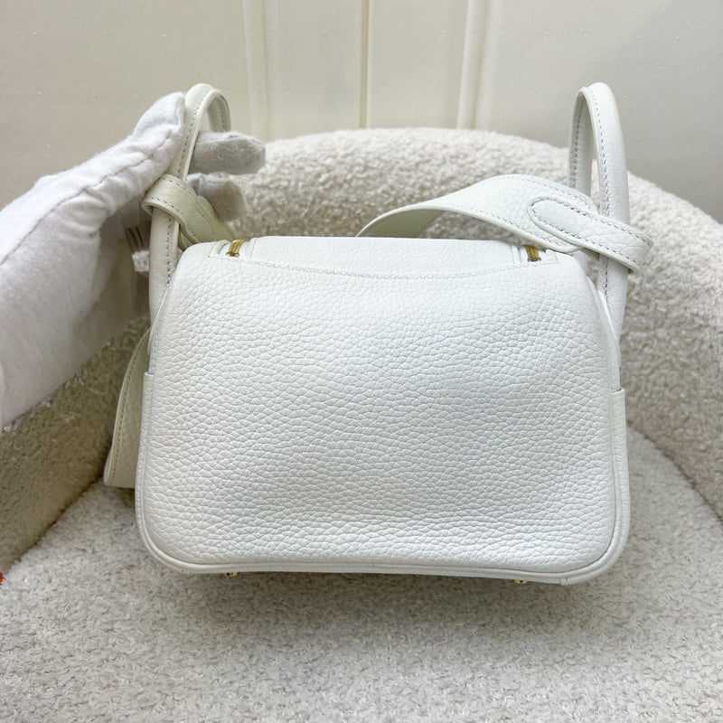 Hermes Mini Lindy in New White Clemence Leather and GHW (Includes free Rodeo PM)