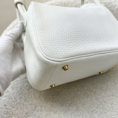 Hermes Mini Lindy in New White Clemence Leather and GHW (Includes free Rodeo PM)