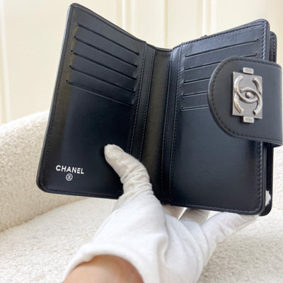 Chanel Boy Mid-length Medium Wallet in Black Lambskin and RHW