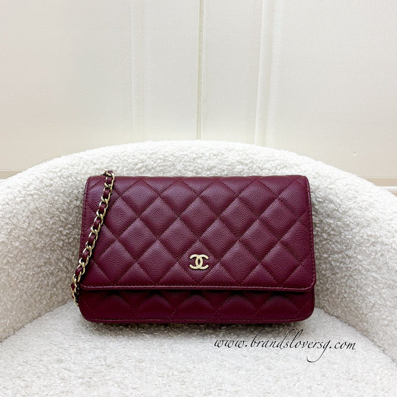 Chanel Classic Wallet on Chain WOC in 23K Burgundy Caviar and LGHW