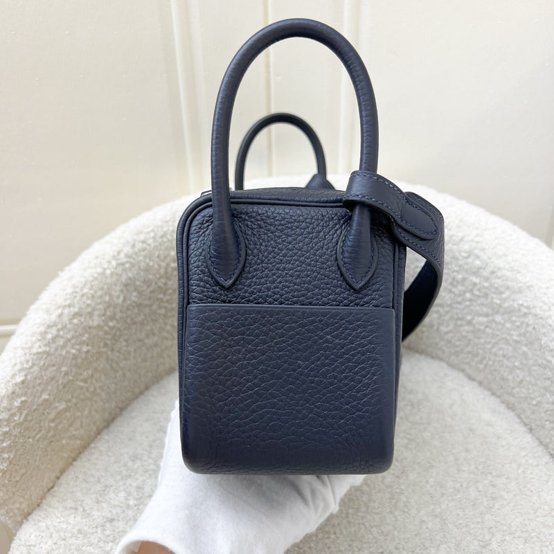 Hermes Mini Lindy in Bleu Nuit Clemence Leather and PHW