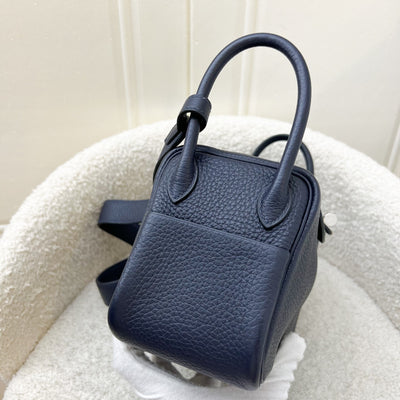 Hermes Mini Lindy in Bleu Nuit Clemence Leather and PHW