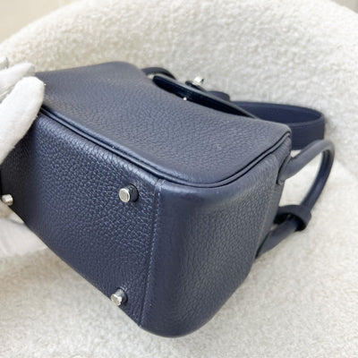 Hermes Mini Lindy in Bleu Nuit Clemence Leather and PHW