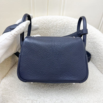 Hermes Mini Lindy in Bleu Nuit Clemence Leather and PHW