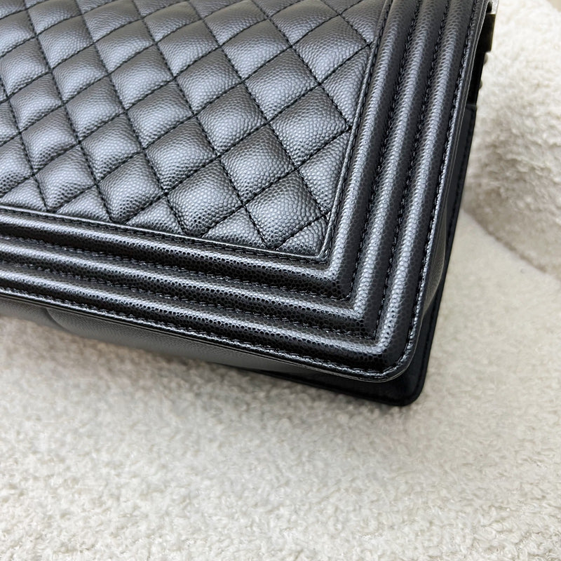 Chanel Medium 25cm Boy Flap in Black Caviar and RHW (Model: A67086)