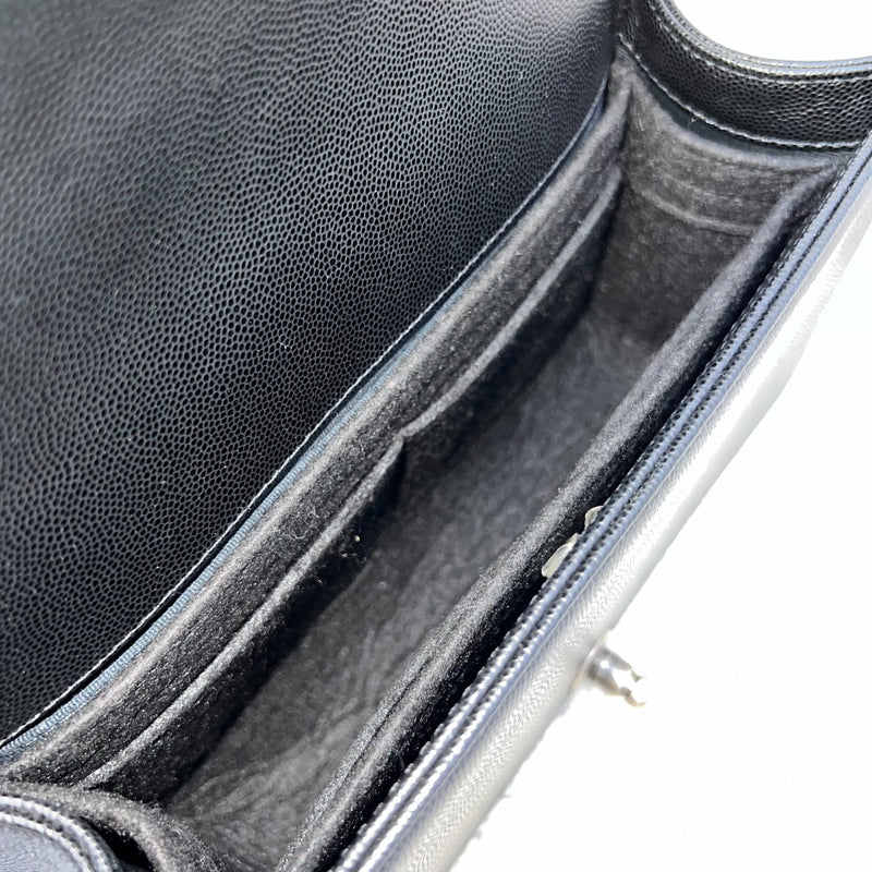 Chanel Medium 25cm Boy Flap in Black Caviar and RHW (Model: A67086)