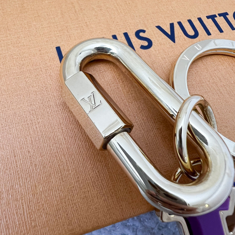 LV Purple Logo Bag Charm in GHW