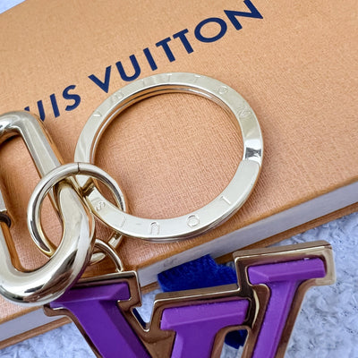 LV Purple Logo Bag Charm in GHW