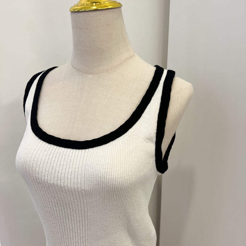 Chanel 25S Tank Top in Black and White Cotton and Polyamide (Model: P79494)